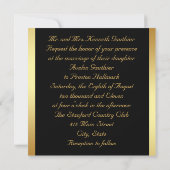 仮面舞踏会のマスクの金ゴールドのモノグラムの結婚式招待状 招待状 (裏面)