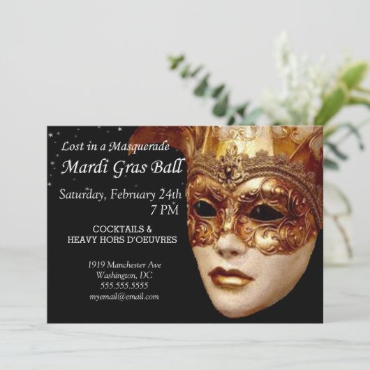 仮面舞踏会のマディグーラパーティーで迷子 招待状 (スタンド正面)
