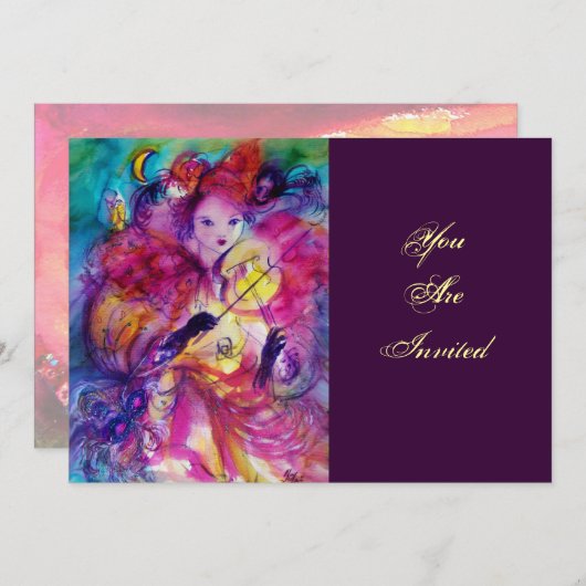 仮面舞踏会の夜のパーティー 招待状 (正面/裏面)