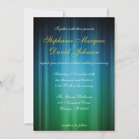 仮面舞踏会の孔雀のマスクの結婚式招待状 招待状 (裏面)