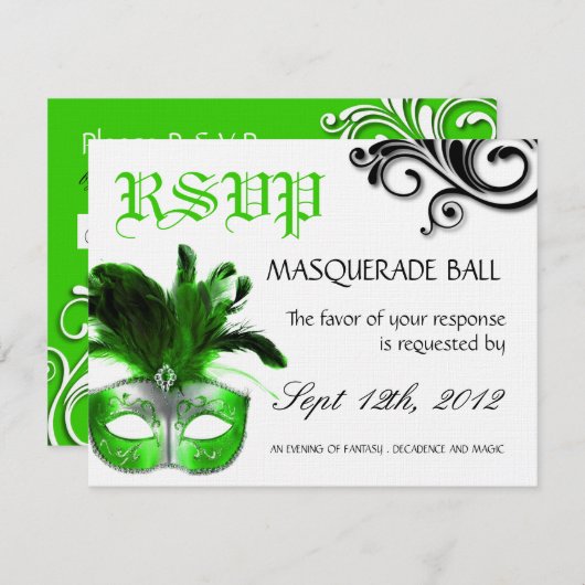 仮面舞踏会の応答カード 出欠カード (正面/裏面)