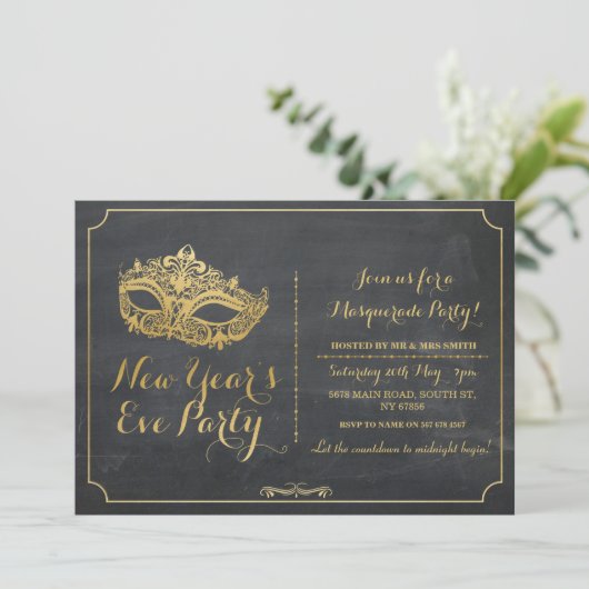 仮面舞踏会の新年年のイブのパーティーのマスクの招待 招待状 (スタンド正面)