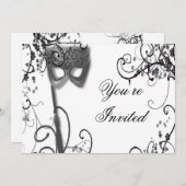 仮面舞踏会の神秘性BWの招待状 招待状 (正面/裏面)