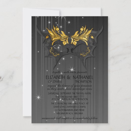 仮面舞踏会の結婚式招待状 招待状 (正面)