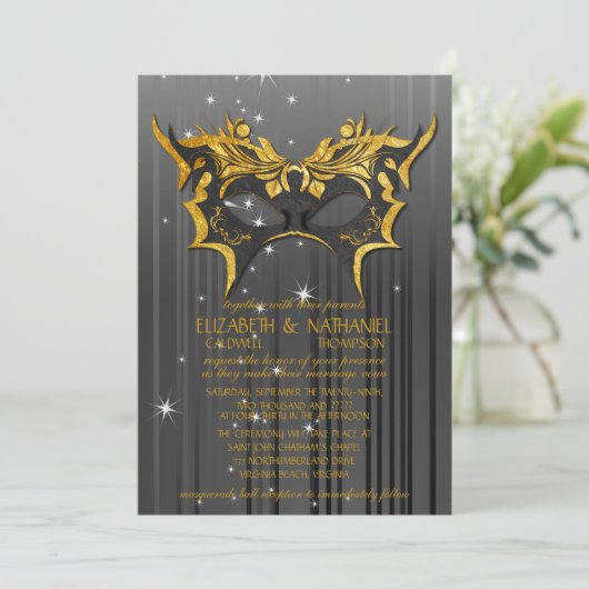 仮面舞踏会の結婚式招待状 招待状 (スタンド正面)