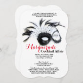 仮面舞踏会の黒くおよび赤い招待状 招待状 (正面/裏面)