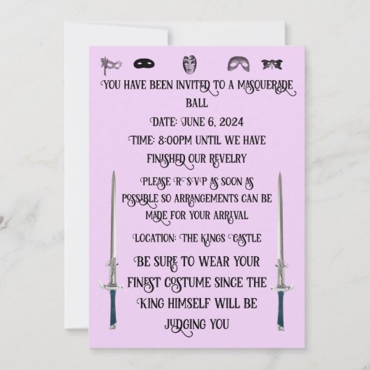 仮面舞踏会への招待状 招待状 (正面)