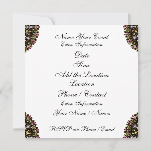 仮面舞踏会への招待状 招待状 (裏面)