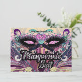 仮面舞踏会 カラフル まつげ マスク 招待状 (スタンド正面)