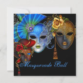 仮面舞踏会 スウィート シックスティーン 誕生日パーティー への招待状 招待状 (正面)