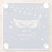 仮面舞踏会、ネイビーブルーの星たち  15歳の誕生日パーティー   ガラスコースター (裏面)