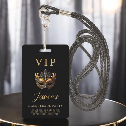 仮面舞踏会 ブラックゴールド VIP 招待状 バッジ