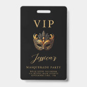 仮面舞踏会 ブラックゴールド VIP 招待状 バッジ (正面)