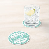 仲の良い恋人同士のティール（緑がかった色） 4"ペーパーコースター ラウンドペーパーコースター (インサイチュ)
