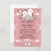 仲の良い恋人同士のピンクの結婚式招待状 招待状 (正面/裏面)