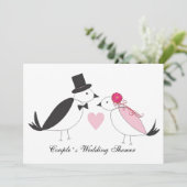 仲の良い恋人同士の花嫁のカップルのウェディングシャワーの招待状 招待状 (スタンド正面)