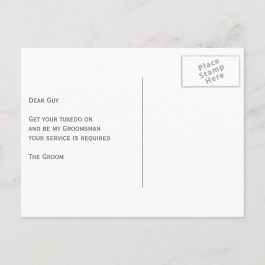仲人のためのタキシード　結婚式のプロポーズ インビテーションポストカード (裏面)