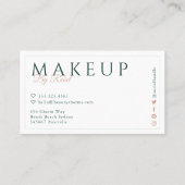 仲直り |美しいチャームグリーン&ピンクメイクアップロゴ 名刺 (裏面)
