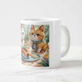 「仲良し猫の寿司時間（Cat Friends' Sushi Time）」 ジャンボコーヒーマグカップ (正面右)