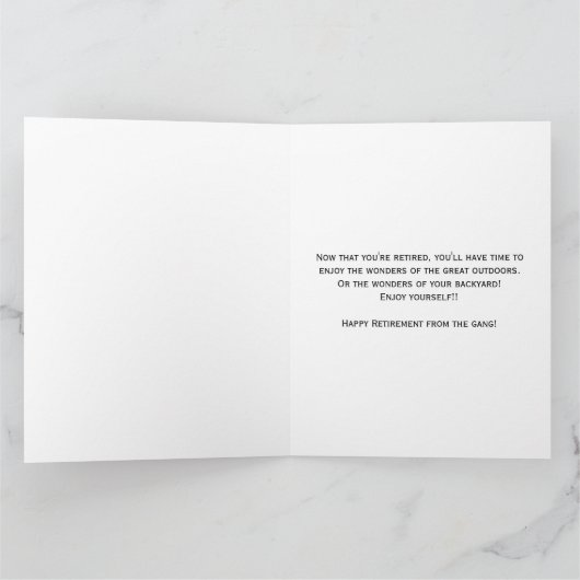 仲間からの引退する squirrel へのユーモアたっぷりのメッセージ カード (内部)