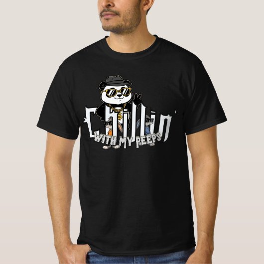 仲間とリラックス パンダTシャツ 楽しいデザイン Tシャツ (正面)