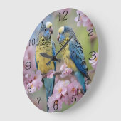 「仲間鮮やか:青と黄色の仲間」 ラージ壁時計 (傾斜)