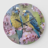 「仲間鮮やか:青と黄色の仲間」 ラージ壁時計 (正面)