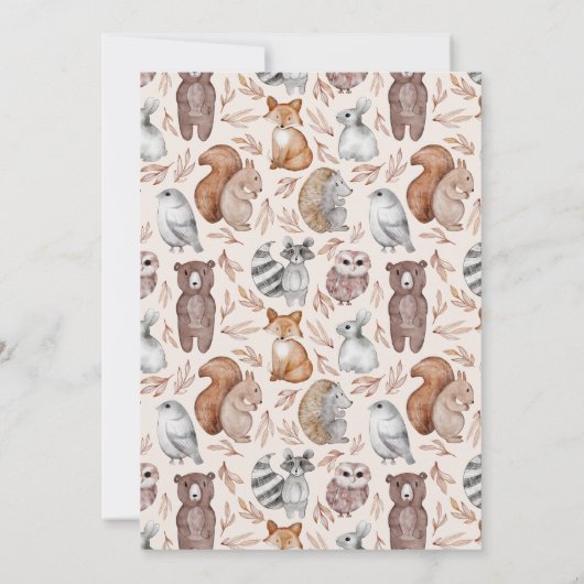 任意お洒落の年齢のウッドランド動物の誕生日パーティー 招待状 (裏面)