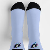 任意のイニシャル、黒い青の絵を描ストライプに変更2 ソックス (上部)