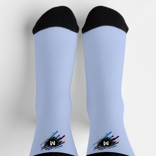 任意のイニシャル、黒い青の絵を描ストライプに変更2 ソックス (上部)