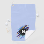 任意のイニシャル、黒い青の絵を描ストライプ ゴルフタオル (インサイチュ)