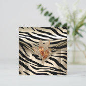 任意のイベントエレガントゼブラカラメルクリームブラック金ゴールド 招待状 (スタンド正面)