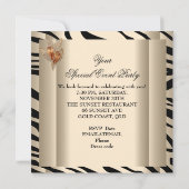 任意のイベントエレガントゼブラカラメルクリームブラック金ゴールド 招待状 (裏面)