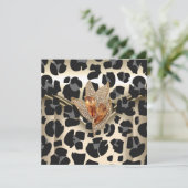 任意のイベントエレガント動物キャラメルクリームブラック金ゴールド 招待状 (スタンド正面)