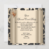 任意のイベントエレガント動物キャラメルクリームブラック金ゴールド 招待状 (裏面)