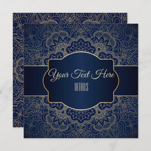 任意のイベントエレガント金ゴールド曼荼羅 セーブザデート (正面/裏面)