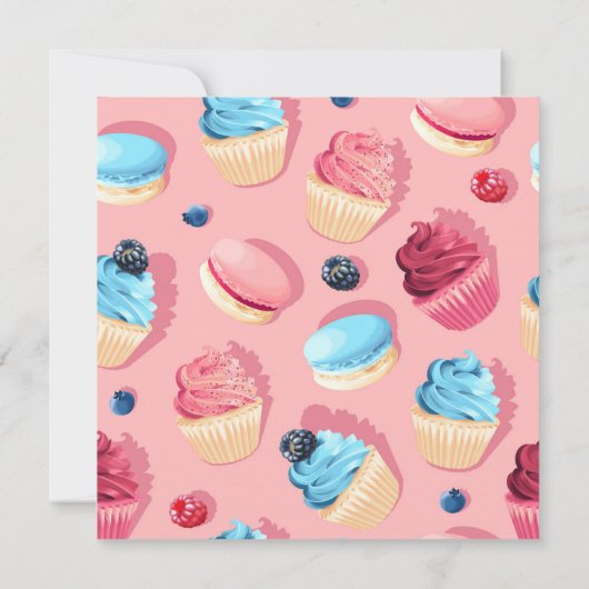 任意のイベントカップケーキ招待状 セーブザデート (裏面)