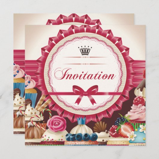 任意のイベントスイーツ招待状 セーブザデート (正面/裏面)