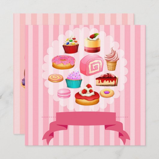 任意のイベントスイーツ招待状 セーブザデート (正面/裏面)