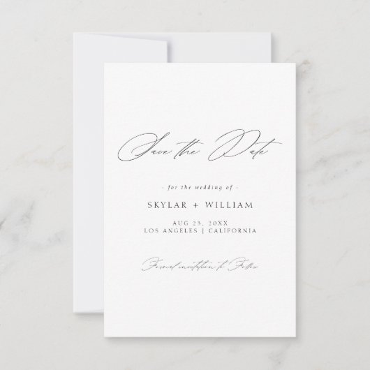 任意のイベントスクリプトのミニマリスト日付カードを保存 セーブザデート (正面)