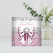 任意のイベントピンクダイヤモンドレースピンクパーティー 招待状 (スタンド正面)