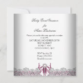 任意のイベントピンクダイヤモンドレースピンクパーティー 招待状 (裏面)