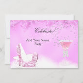 任意のイベントピンクマルガリータハイヒールパーティー 招待状 (正面)