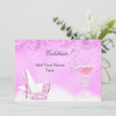 任意のイベントピンクマルガリータハイヒールパーティー 招待状 (スタンド正面)