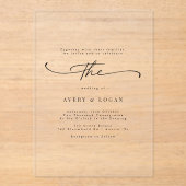 任意のイベント招待状 | ブラックミニマ結婚リスト澄ん アクリル招待状 (正面)