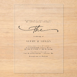 任意のイベント招待状 | ブラックミニマ結婚リスト澄ん アクリル招待状