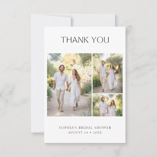 任意のイベント4写真結婚のブライダルシャワー サンキューカード (正面)