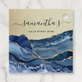 任意のイベント、エレガント金ゴールド、およびBlue Agateメッセージカード フェイバータグ (裏面)