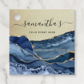 任意のイベント、エレガント金ゴールド、およびBlue Agateメッセージカード フェイバータグ (正面)