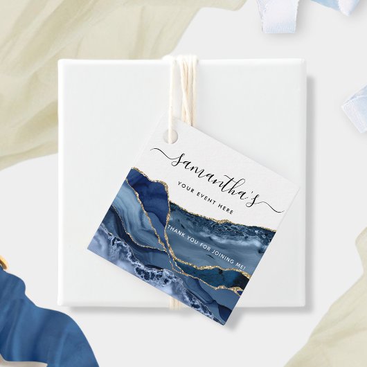 任意のイベント、エレガントBlue Agateおよび金ゴールドメッセージカード フェイバータグ